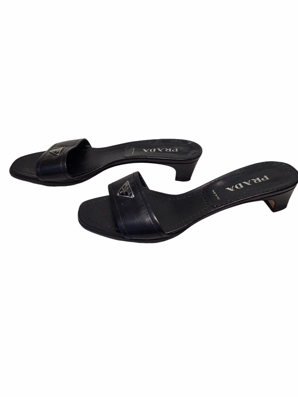 Prada Black LogoTriangle Slide Mules - Picture 5 of 7